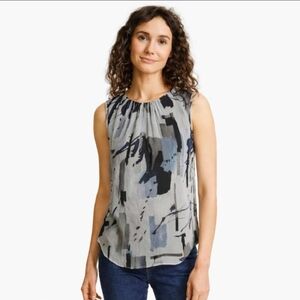 Giorgio Armani Collezioni Chiffon Abstract Print Top Made In Italy Sz 14